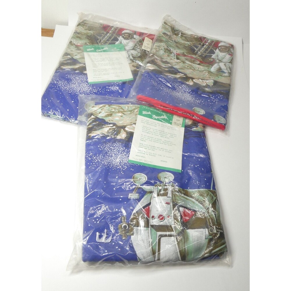 Space Race Moon Landing Sheets Spiegel Cotton Bunk & Sham Vintage NOS 1960s
